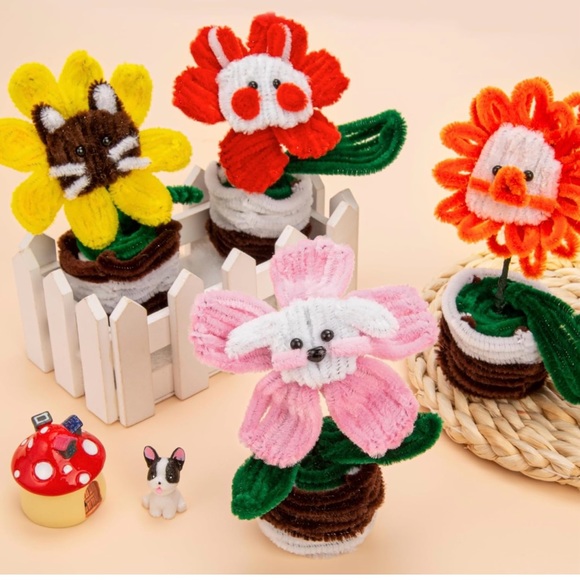 Pipe Cleaner Craft Kits 2 Set Flower Floral Craft Supplies Kids Toys STEM SM4 - Picture 15 of 16